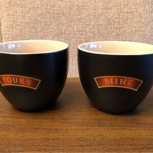 Black 'Yours' and 'Mine' Ceramic Cup Set